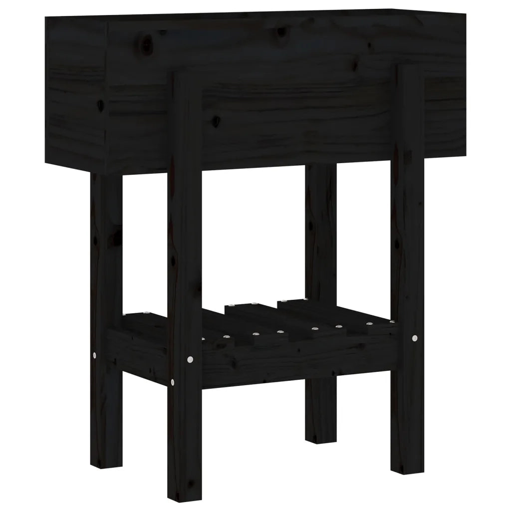 Fioriera | Cassetta per fiori | Vaso da Giardino Nera 62x30x69 cm Legno Massello di Pino