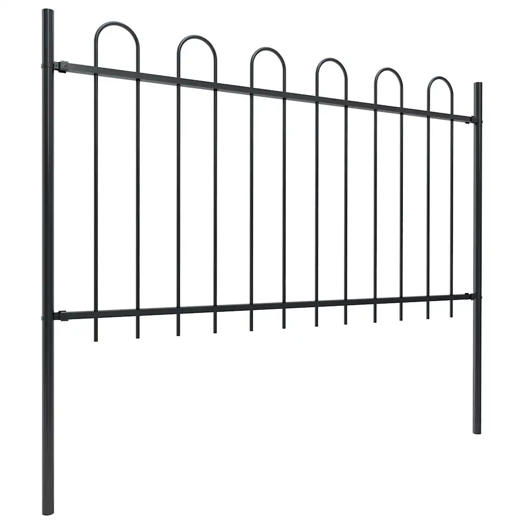 Recinzione da Giardino con Parte Superiore ad Anello in Acciaio 838x100 cm Nero 277660