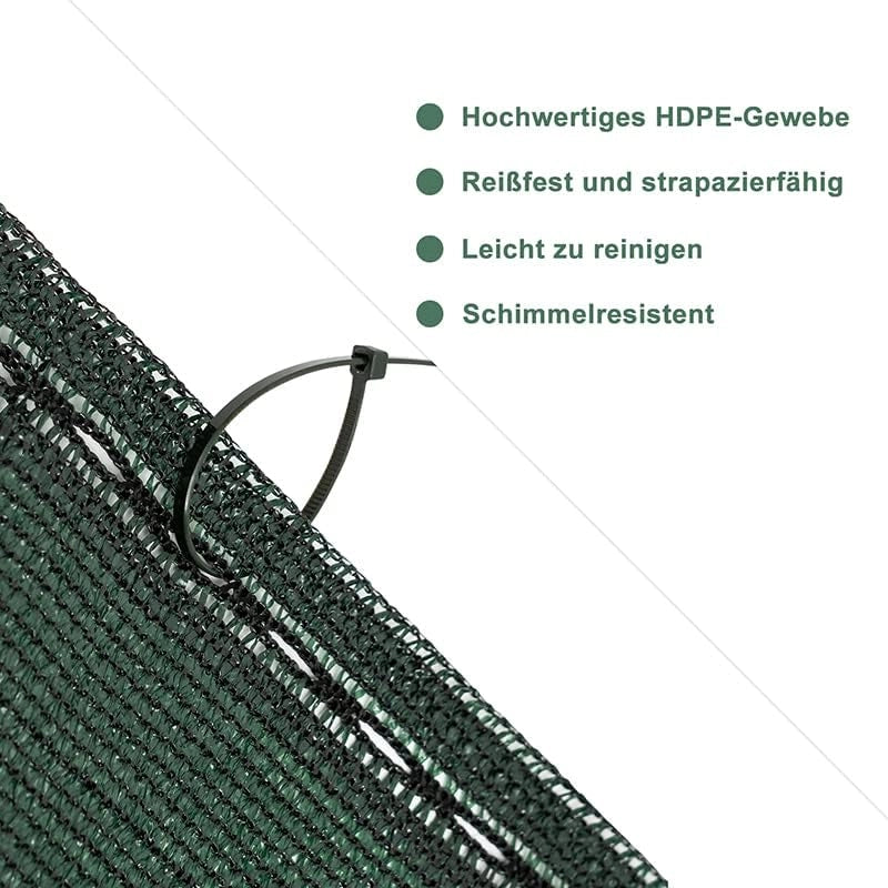 WOLTU Rete Ombreggiante per Balcone 1x15 m in Tessuto HDPE da 150 g/m², Telo Frangivista Frangivento Stabilizzato ai Raggi UV per Recinzione, Giardino, Ringhiera, Fascette Incluse, Verde