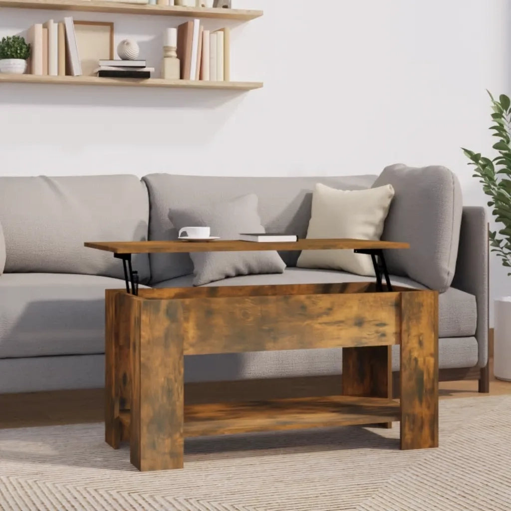 Tavolino da Salotto-Tavolino da soggiorno-Tavolo Rovere Fumo 101x49x52 cm Legno Multistrato