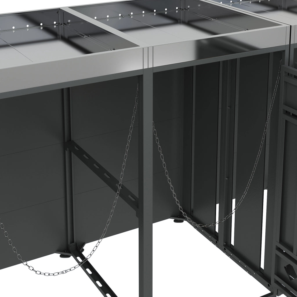 Copribidoni con Fioriera Integrata e 4 Scomparti con Serratura in Acciaio Grigio con Effetto Legno