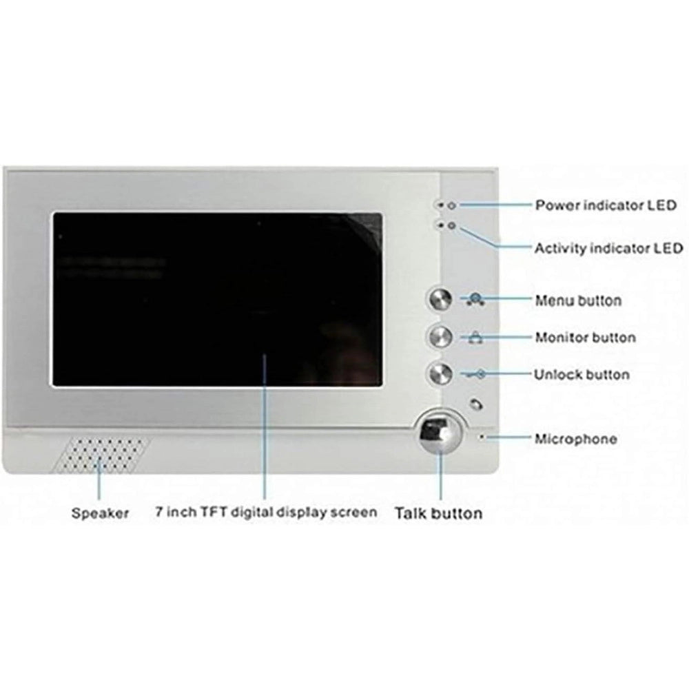 Trade Shop - Kit Video Citofono Videocitofono Monitor 7" Telecamera Ir Giorno Notte -