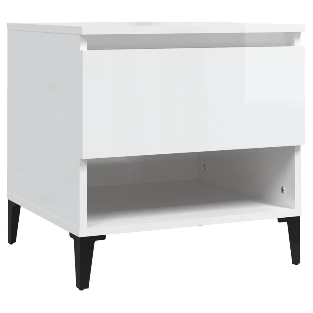 Tavolino-Tavolino da soggiorno-Tavolo Bianco Lucido 50x46x50 cm in Legno Multistrato 529098