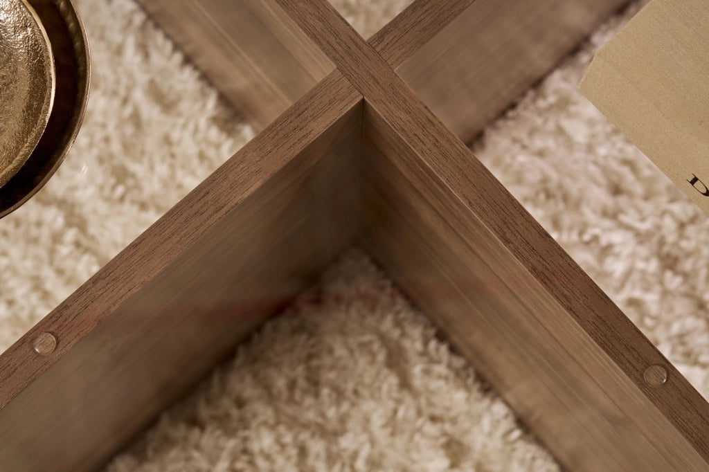 Tavolo basso in legno "Aeris" - 75 x 75 x 35 cm - Noyer Trasparente