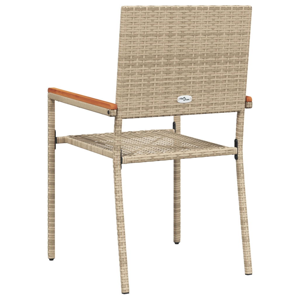 Sedia da Giardino Impilabile con Cuscini 2 pz Beige in Poli Rattan