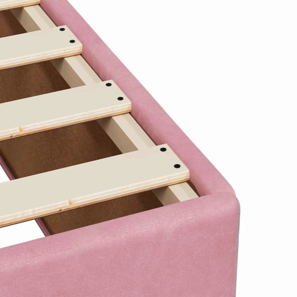 Letto box spring con materasso Rosa 90 x 200 cm Velluto 3455029