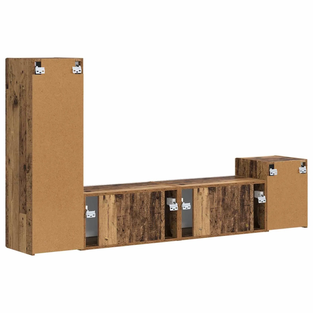 Set mobile TV 4 pz-Credenza per TV Legno vecchio Legno multistrato 541229