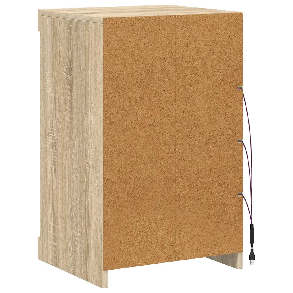 Credenza | Madia | Buffet da pranzo | Armadio da pranzo con Luci LED Rovere Sonoma 41x37x67 cm
