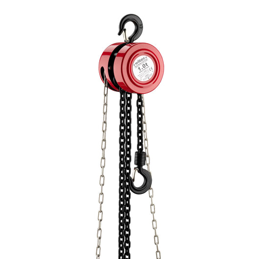Paranco a catena manuale, max 1000 kg, con catena di 3 m, per sollevamento di carichi pesanti