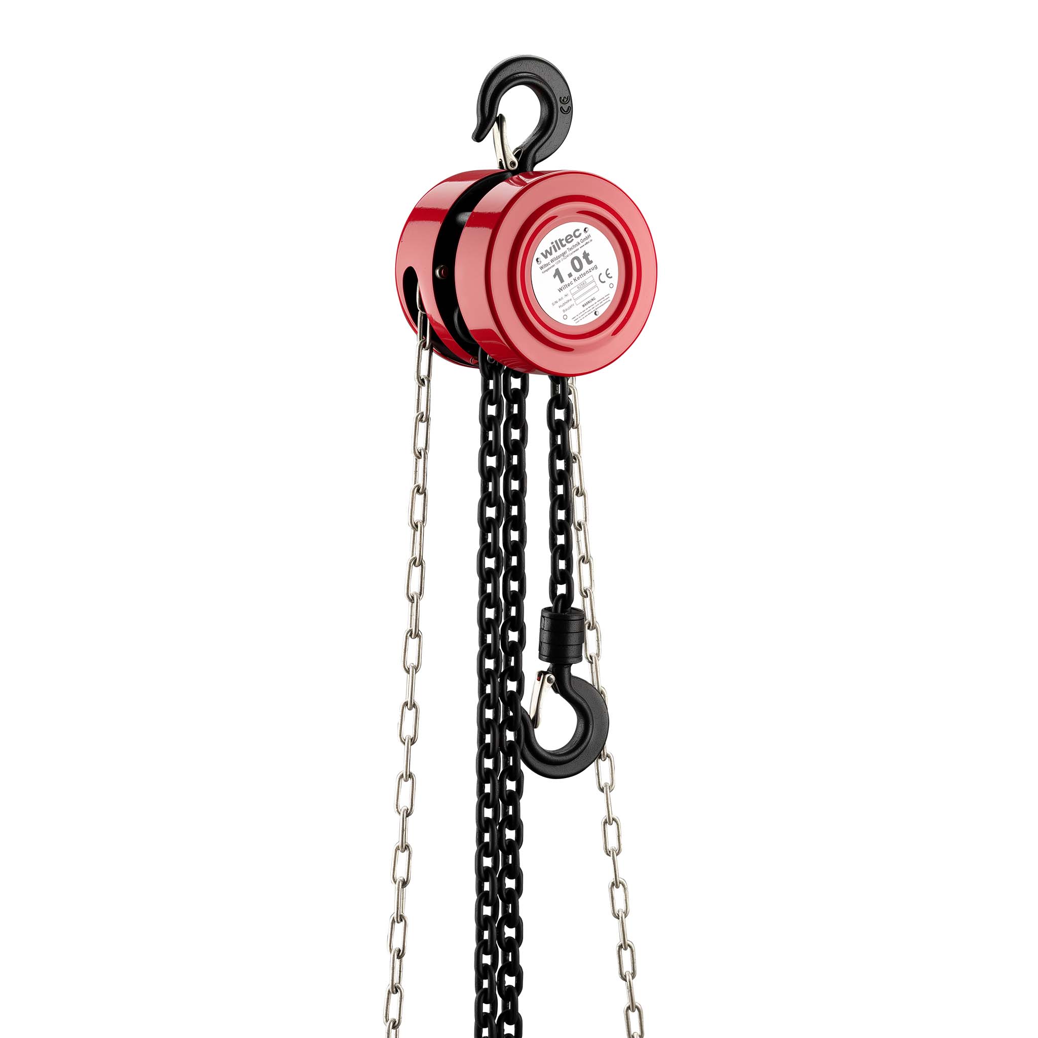 Paranco a catena manuale, max 1000 kg, con catena di 3 m, per sollevamento di carichi pesanti