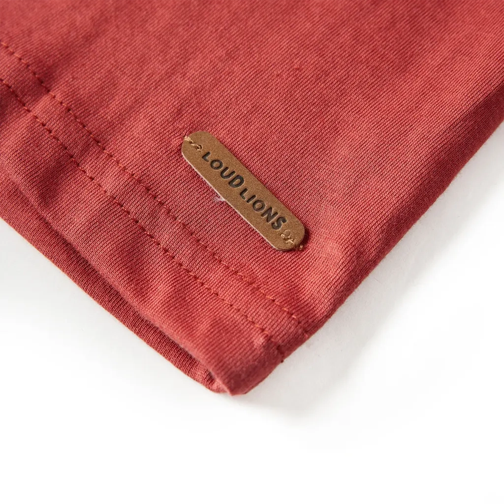 Maglietta per Bambini Maniche Lunghe Rosso Bruciato 128 13032