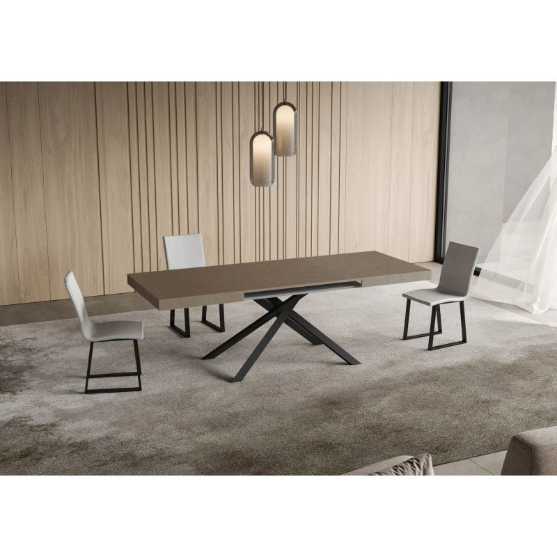 Tavolo allungabile 120/380x90 cm Niket telaio Antracite - Tortora