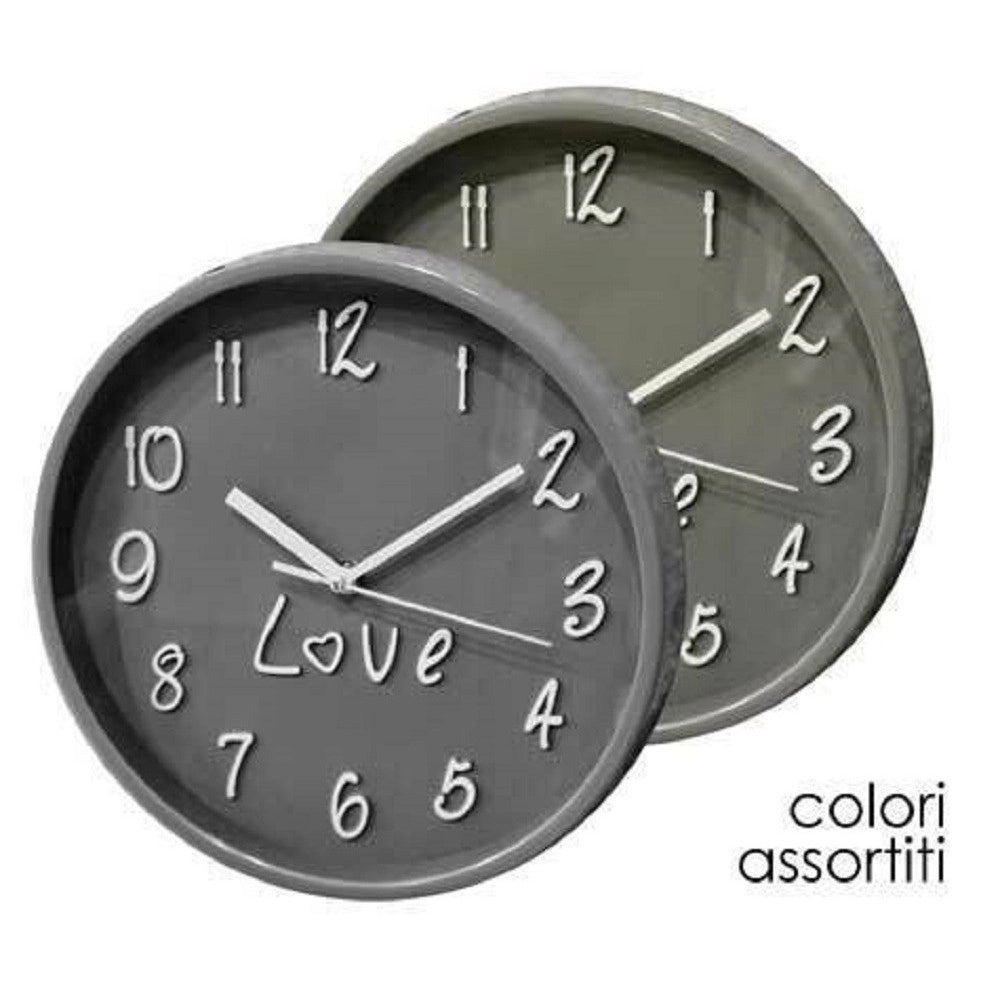 Trade Shop - Orologio 30x4cm Parete Love Classico Moderno Tondo In Plastica Colori Ass 798146 -