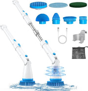 Elettroborstello di pulizia 2024 - Scopatore elettrico per bagno e pavimento in ceramica - 7 teste di borso - Blu