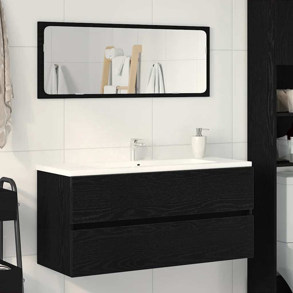 Mobile Lavabo | Armadio Lavabo Rovere Nero 100x38,5x45 cm Legno Multistrato
