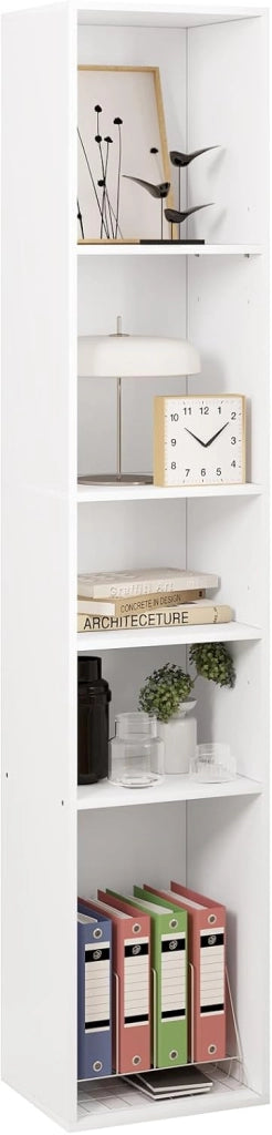 Libreria, Scaffale a 7 Livelli, 30x26x178,5 cm, Mobile Alto con Scomparti Aperti, per Ufficio/Salotto/Camera da Letto, Bianco, SK066ws