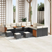 Set di Divani da Giardino  in 14 Pezzi con Cuscini Nero Polyrattan Acacia