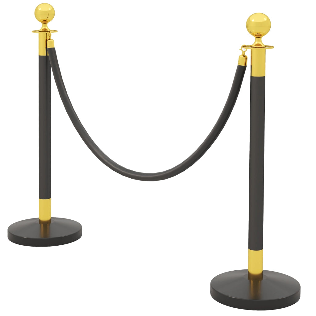 Colonnine Segnapercorso in Acciaio Inox con Corda Vellutata Nera ¨C zephmum ¨C ?32x96 cm