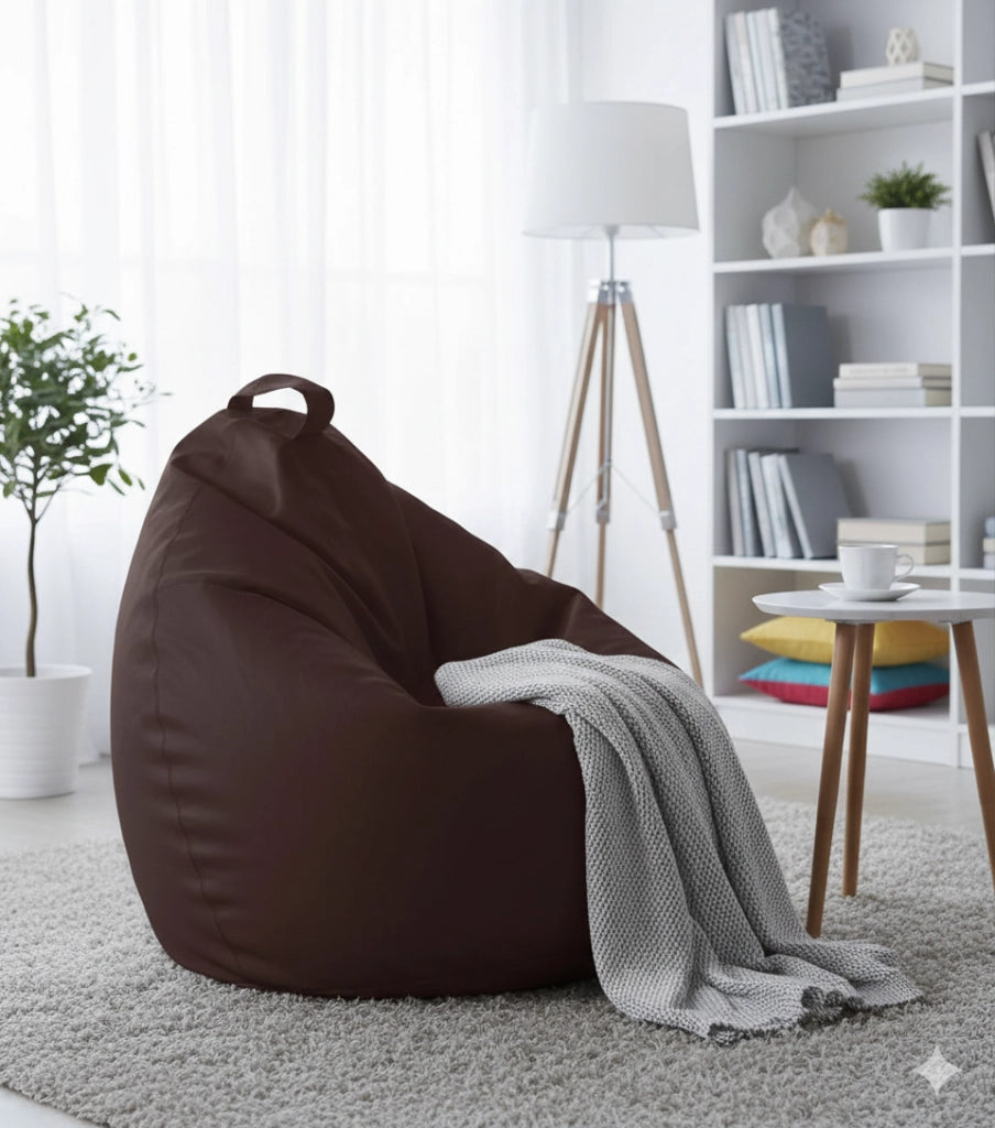 Poltrona a Sacco Pouf in Similpelle Marrone Avalli