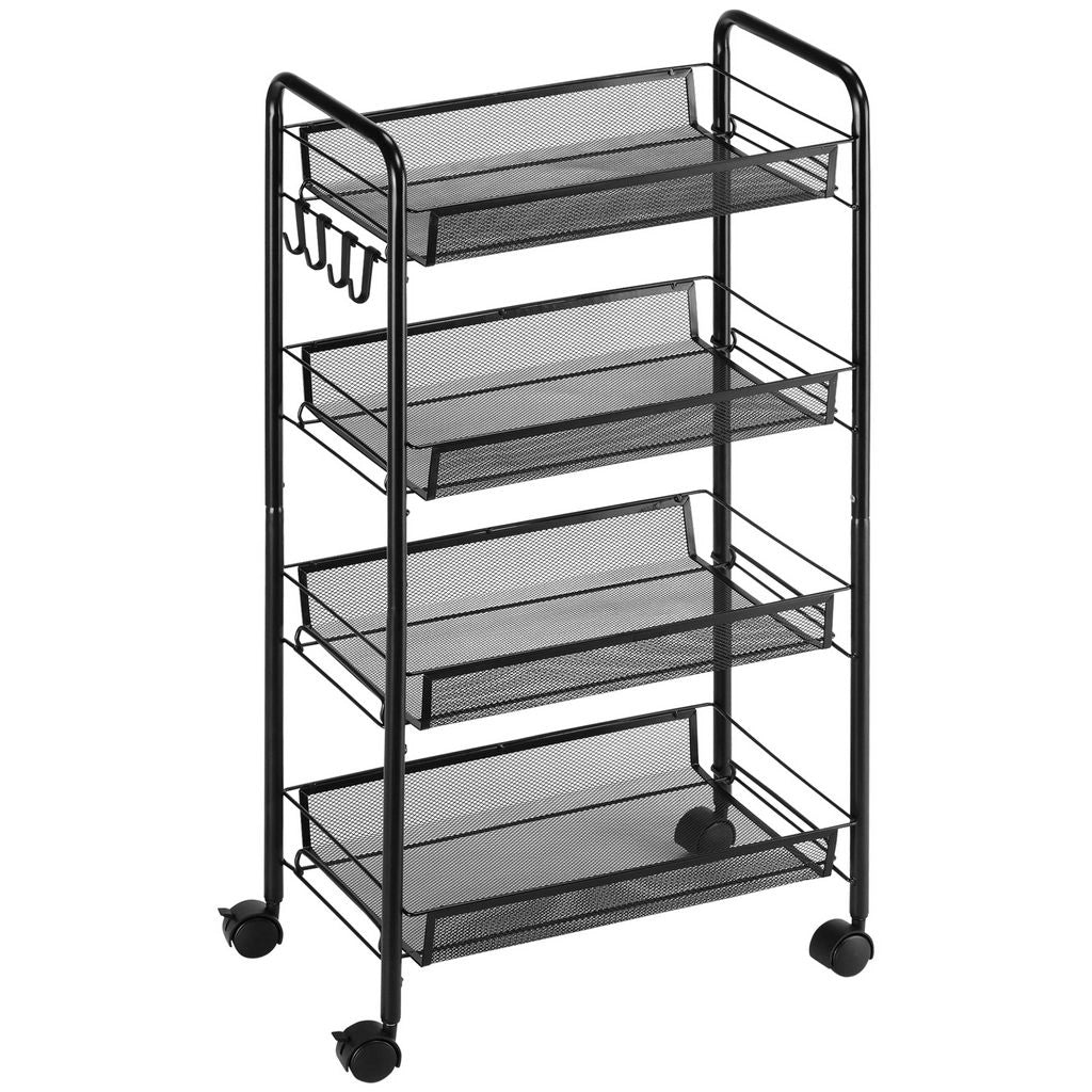 CARRELLO DA CUCINA A 4 RIPIANI RIMOVIBILI 45X26.5X84 CM IN ACCIAIO NERO