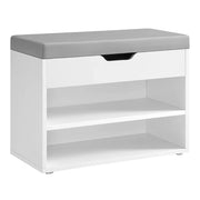Panca portascarpe scarpiera con seduta imbottita panca da ingresso con 3 scomparti e seduta imbottita 30 x 60 x 44 cm per ingresso camera da letto soggiorno bianco 12_0004088