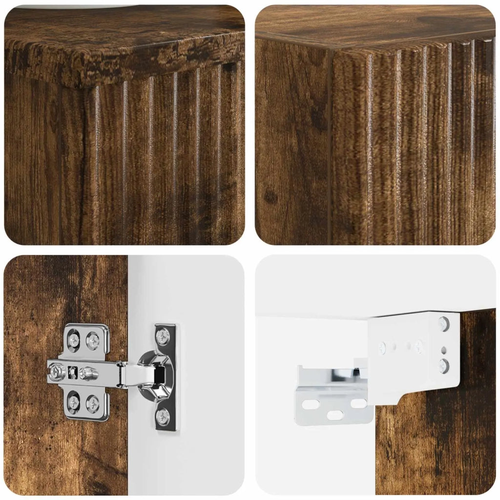 Set di mobili per il bagno 2 pz Rovere Fumo 33 x 34,5 x 100 cm 3406098