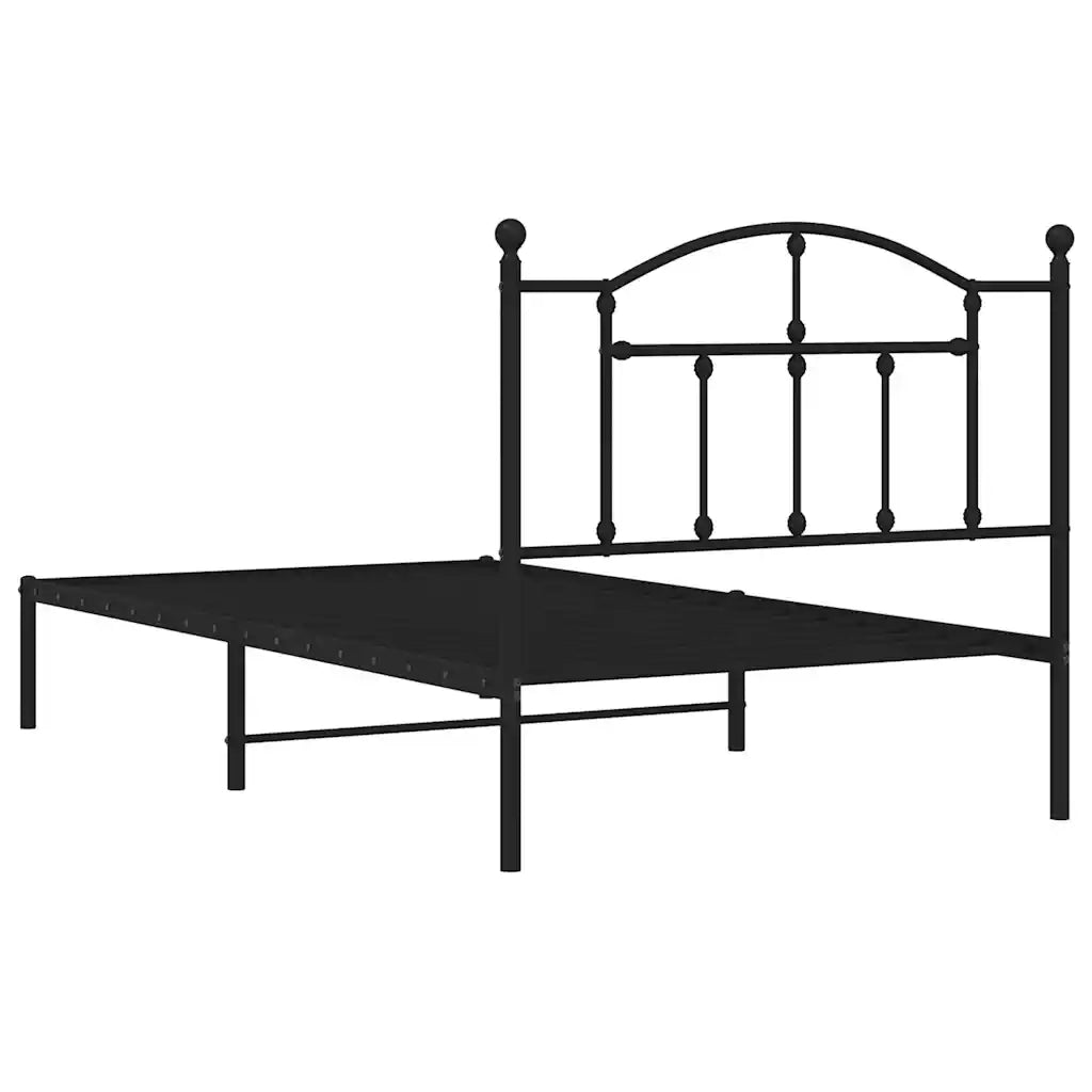 Giroletto con Testiera in Metallo Nero 100x190 cm
