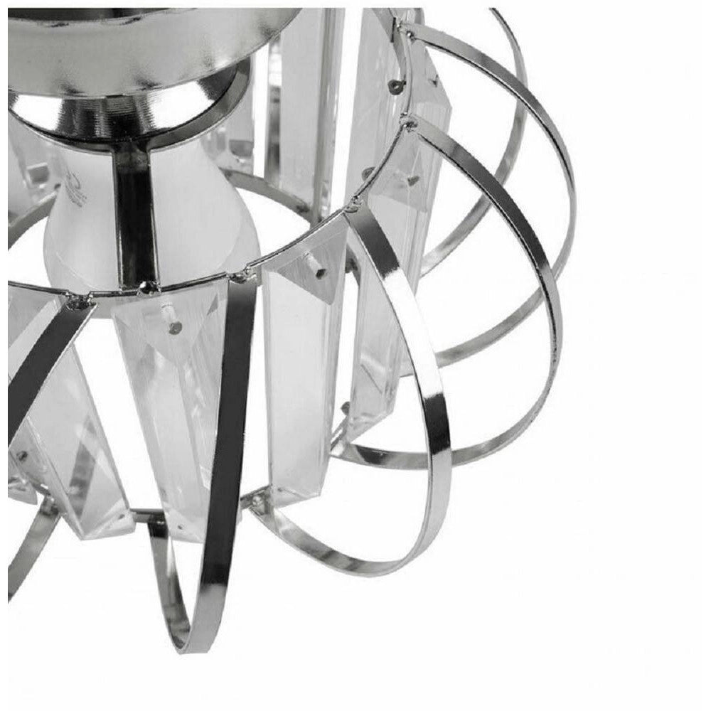 Trade Shop - Lampadario Da Soffitto E27 Design Moderno In Metallo Cromato Oro Argento -