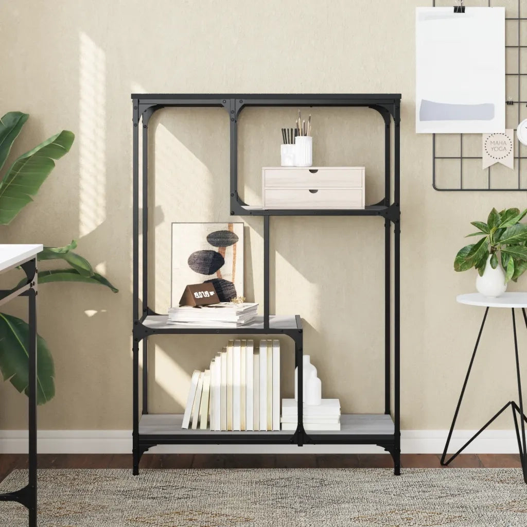 Libreria Grigio Sonoma 81x36x115 cm Legno Multistrato e Acciaiocod mxl 107297