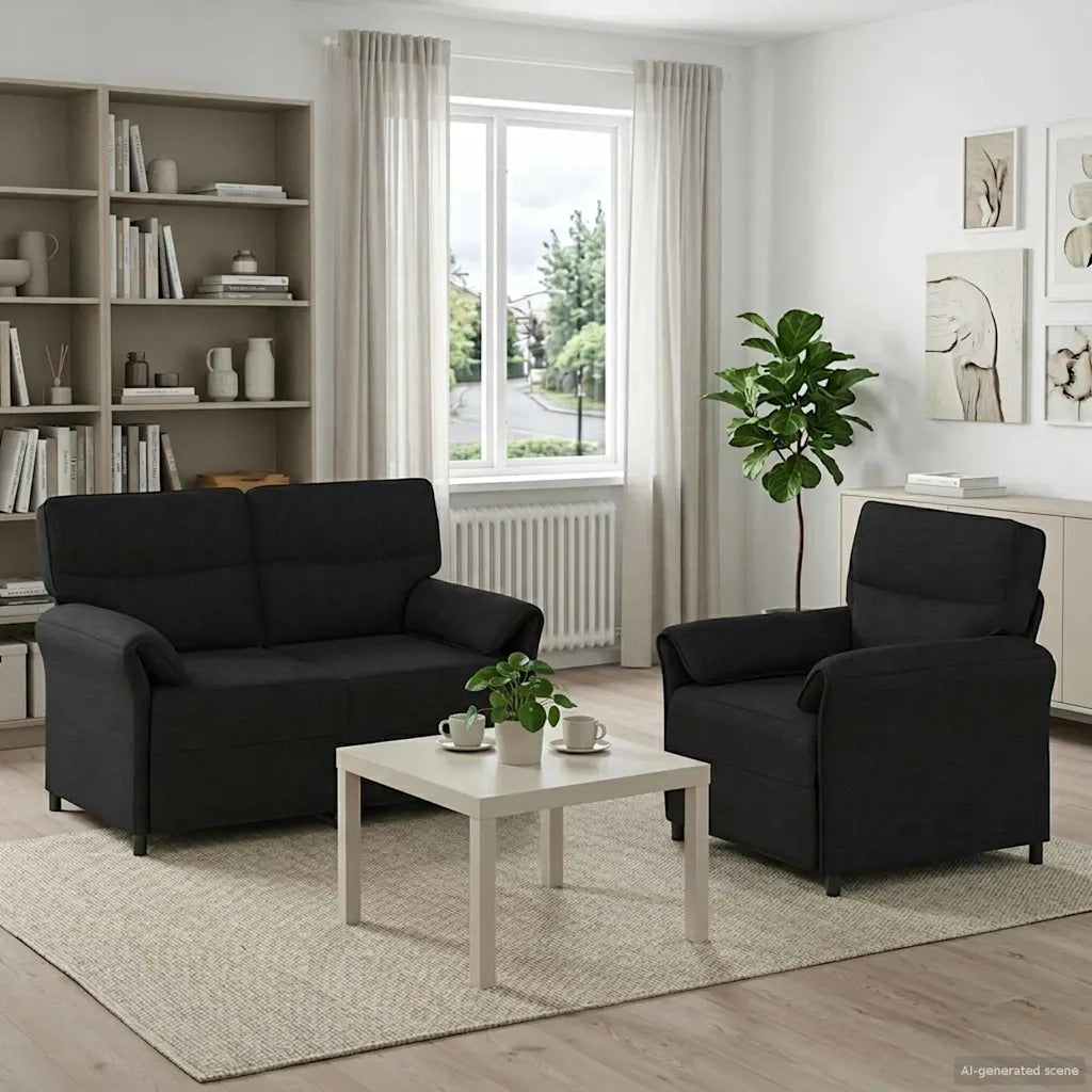 Set di divani 2 pz Nero Tessuto 3424845