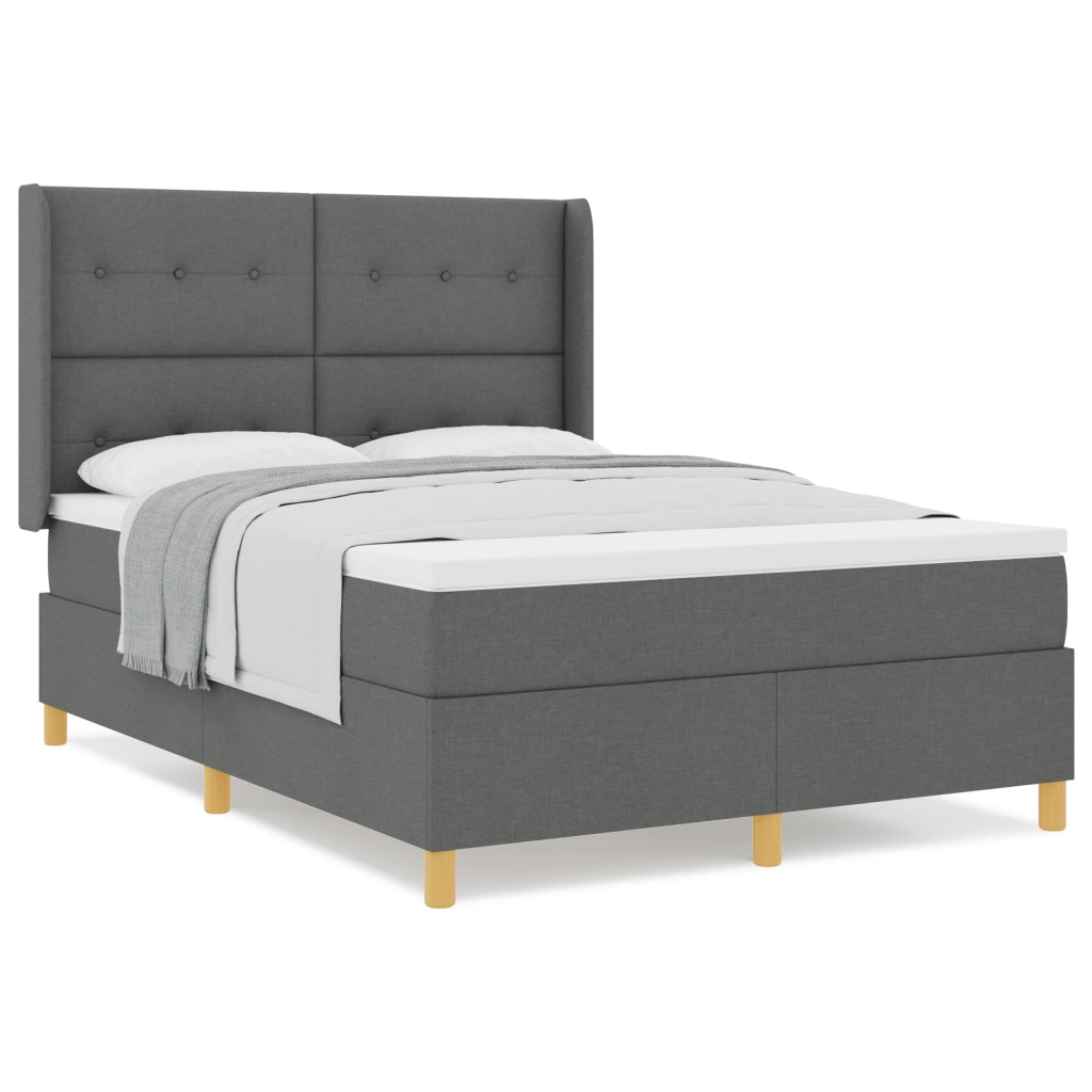 Letto a Box con Materasso - Grigio Scuro, 140x200 cm Tessuto