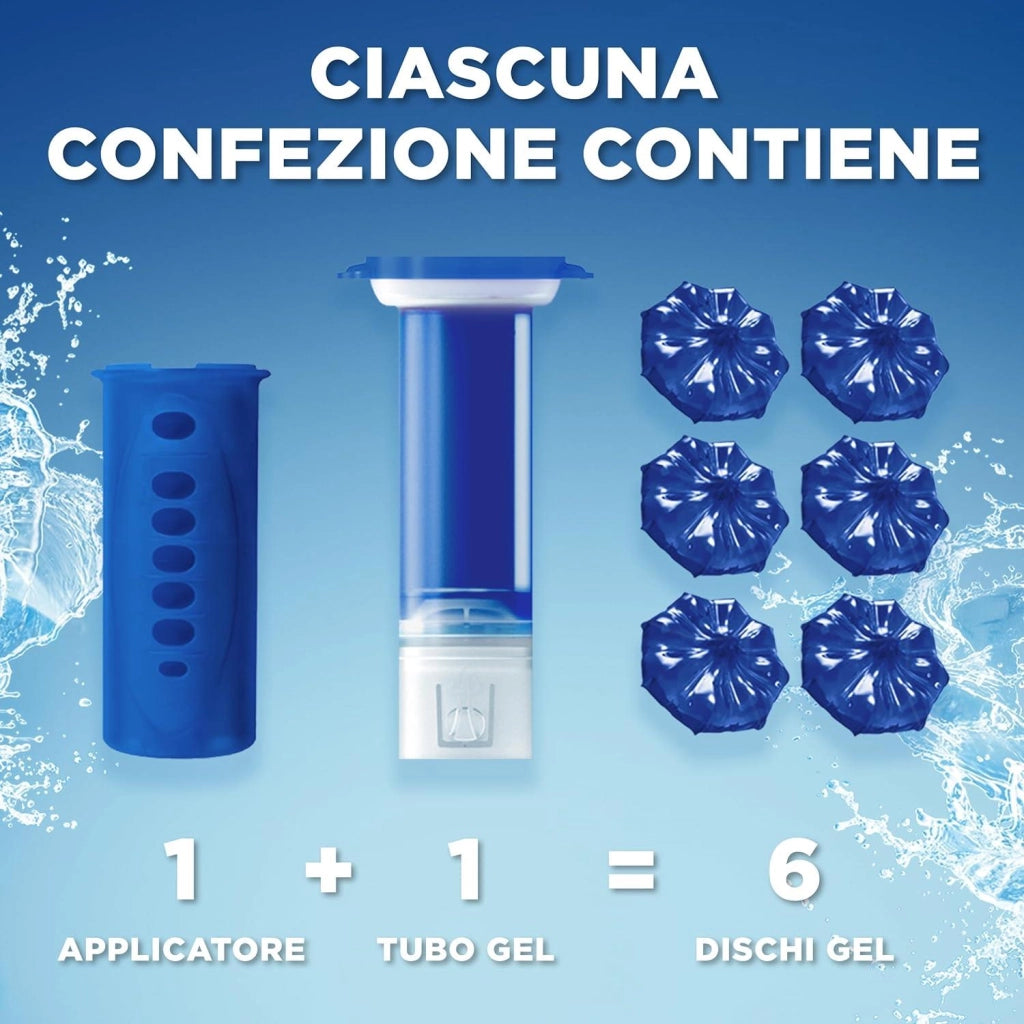 SET 5 DUCK FRESH DISCS BLUE BASE PER DISCHI GEL IGIENIZZANTI WC 1 APPLICATORE E 6 DISCHETTI