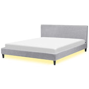 Letto 180 x 200 cm con rete a doghe in tessuto grigio con LED bianco contemporaneo