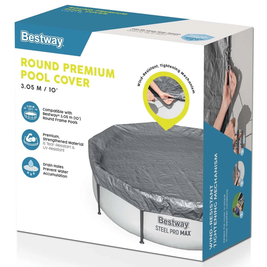 Bestway Copertura per piscina Ø3,05 m Rotondo Poliestere Grigio 42035725