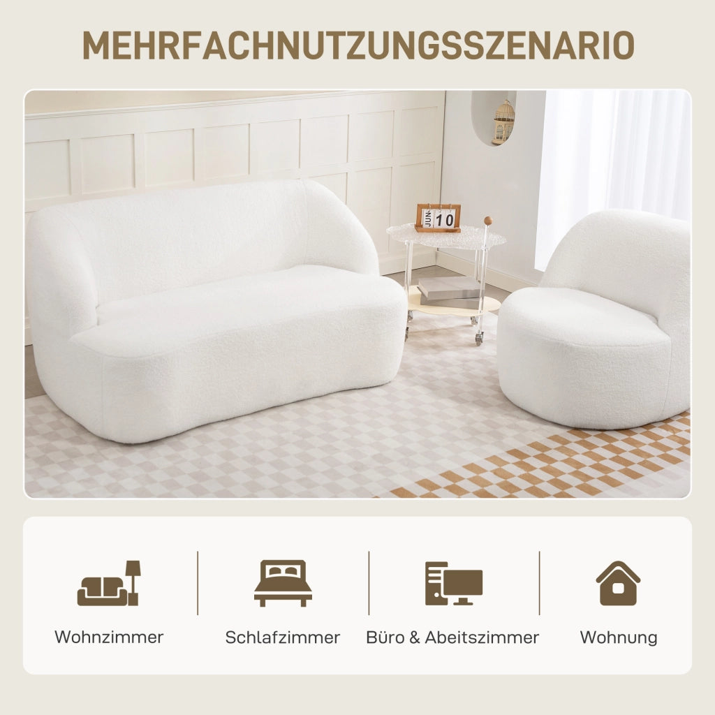 Divano 2 posti con rivestimento in pile ¨C Xylo ¨C Crema chiaro