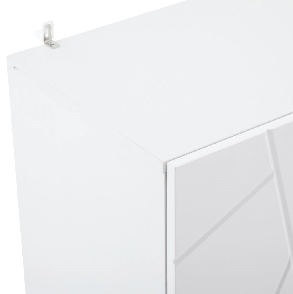 Credenza bassa 130x36x76 cm in truciolato bianco e oro， moderna