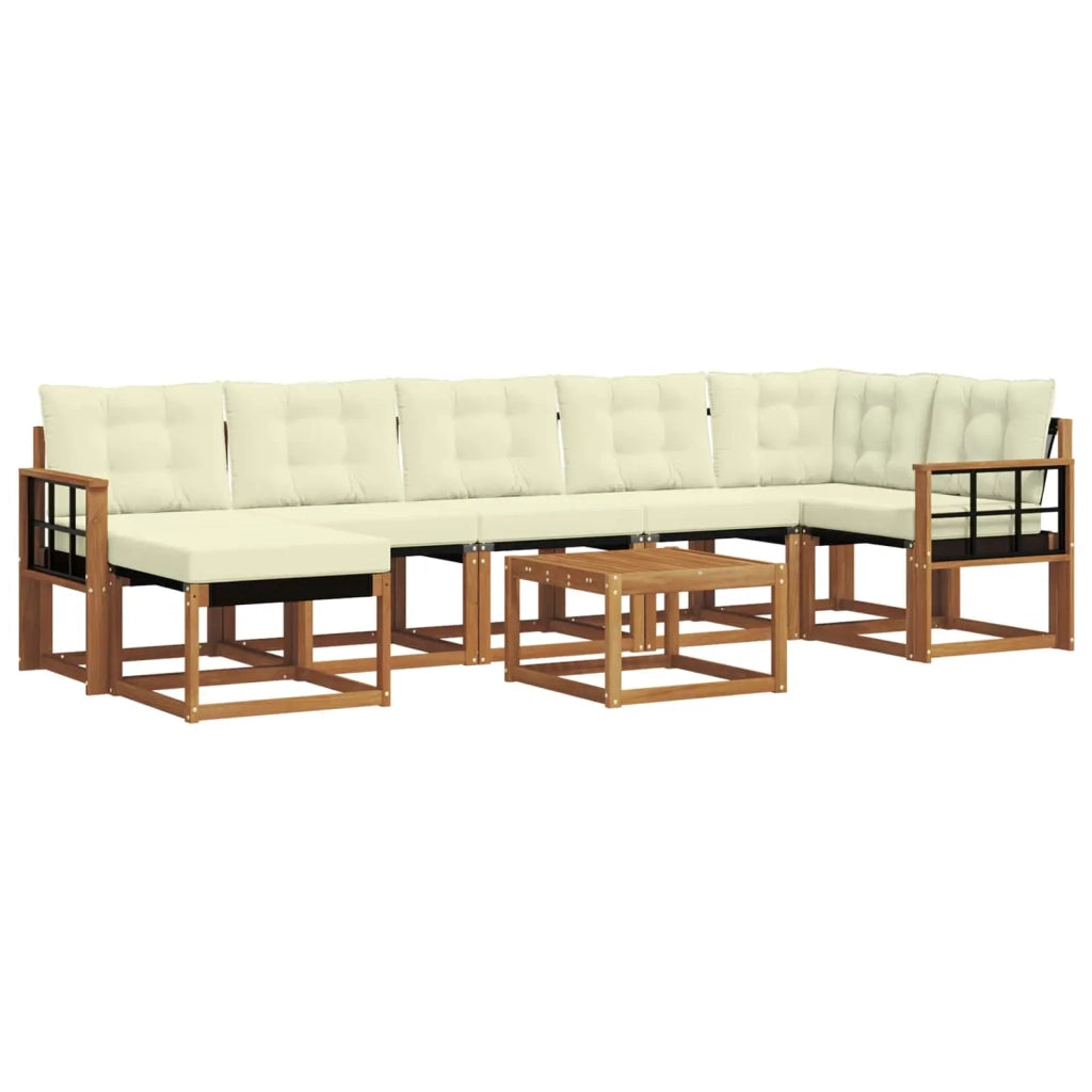 Set di divani da esterno con cuscino 8 pcs Naturale e Crema