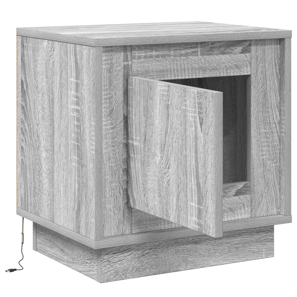 Comodino con luci LED Grigio Sonoma 44x34,5x45 cm