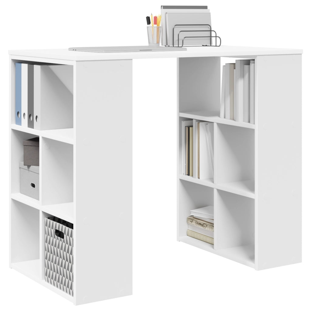 Scrivania Angolare Bianca Bianca MDF Media Storage