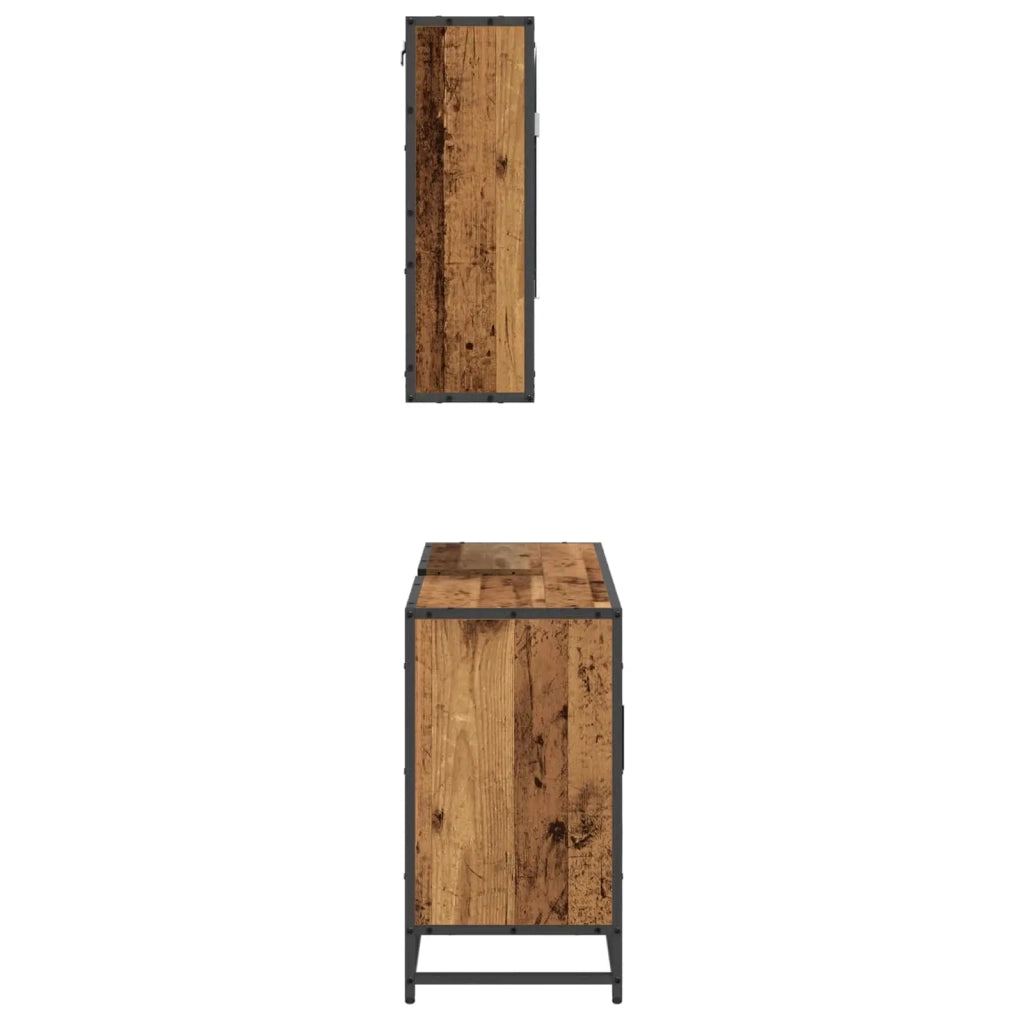 Set di mobili per il bagno con lo scaffale 2 pcs Legno vecchio