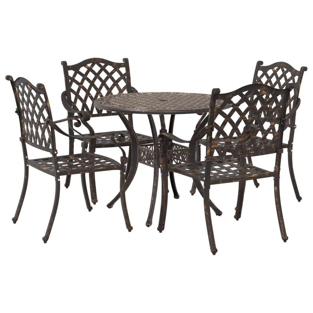 Set da Pranzo da Giardino in 5 Pezzi in Alluminio pressofuso Bronzo