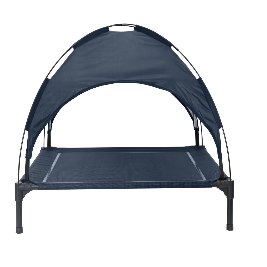 Letto rialzato per cani con tetto removibile blu navy L acciaio