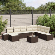 Set Divano da Giardino con cuscino 9 pcs Marrone polyrattan 3347188
