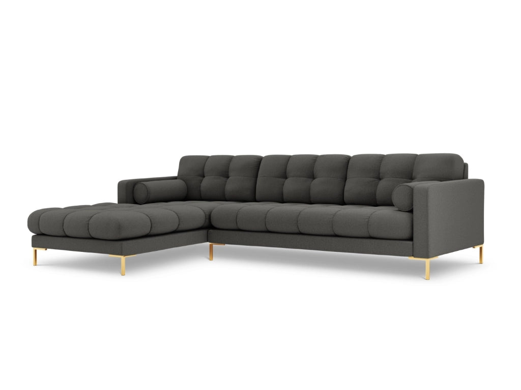 Cosmopolitan Design - Divano angolare sinistro "Bali" 5 posti in tessuto strutturato grigio scuro 