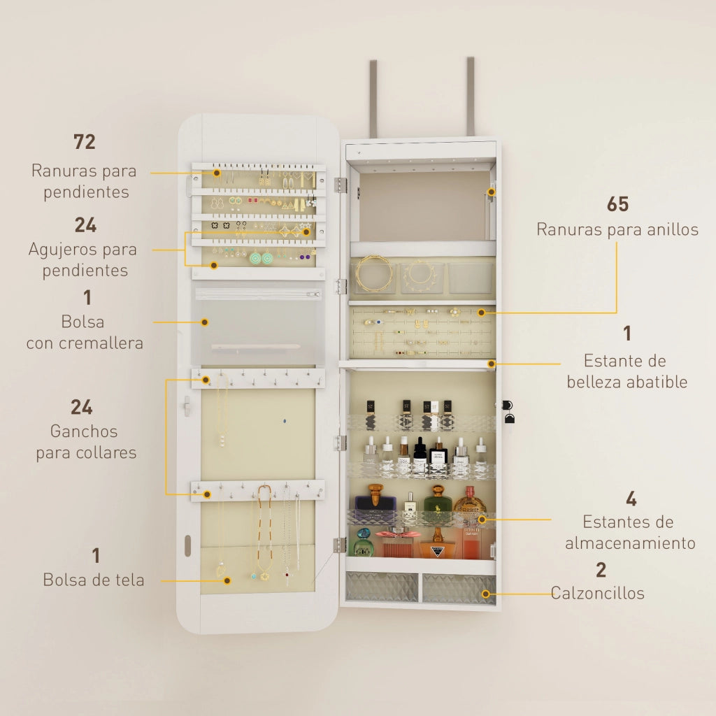 Specchio con cassetti e luce LED ¨C zephmum ¨C Bianco 60x40x cm