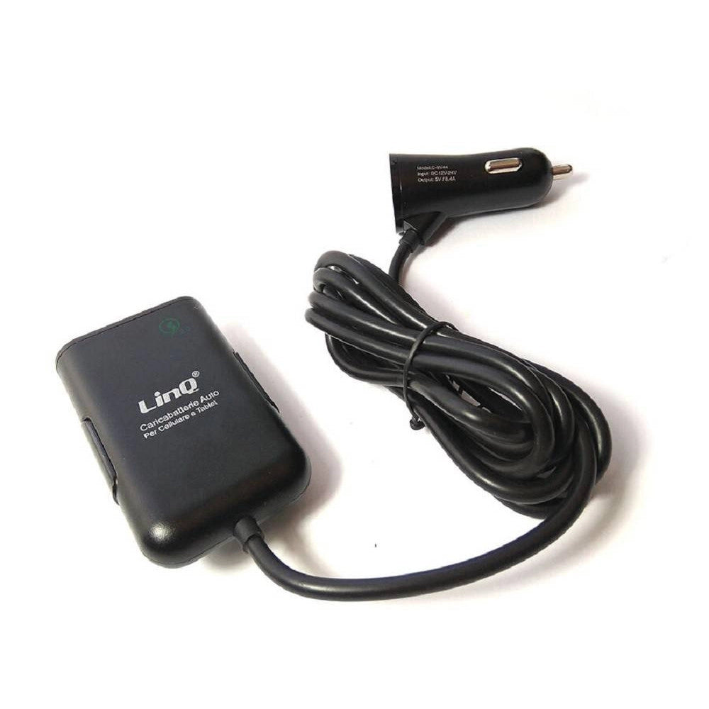 Trade Shop - Caricabatteria Auto 4 Porte Usb Cavo Estensibile 36w Ricarica Veloce 8.4a C-9v44 -