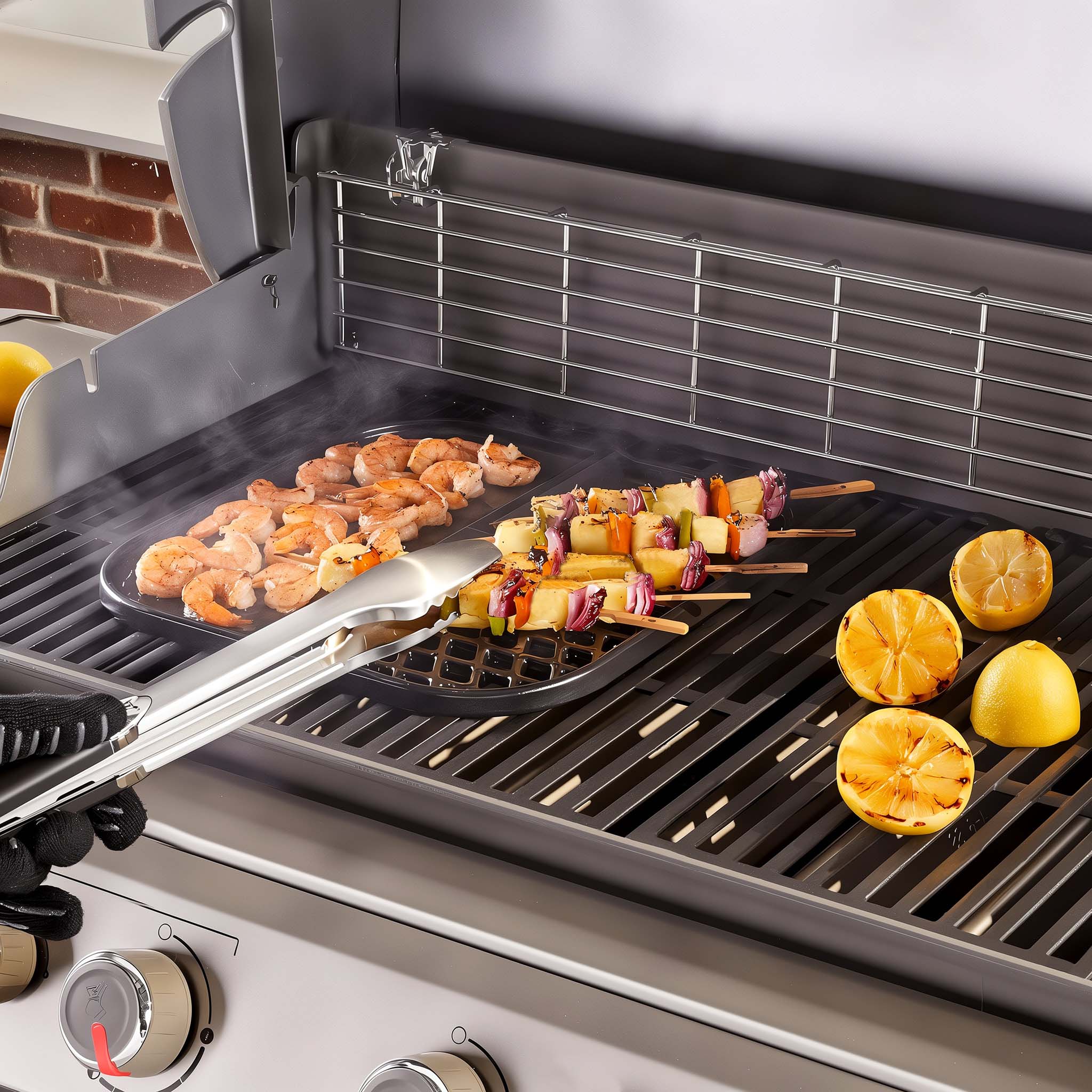 Griglia in ghisa per camino 26 x 44,5 cm, griglia in ghisa per barbecue a carbone e a gas, piastra in ghisa per carne, pesce, verdure