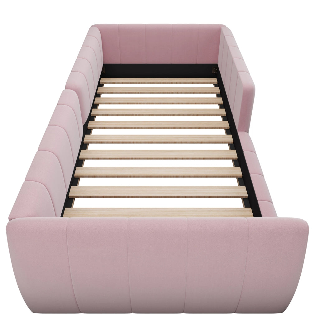 Letto imbottito con piattaforma e sponde di sicurezza - Zephmum- 90x200- Rosa