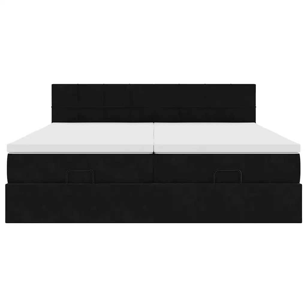 Struttura Letto Pouf con Materassi Nero 200x200 cm Velluto 3312082