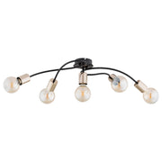 Plafoniera da soffitto loft nero oro Alfa Gerso 5xE27